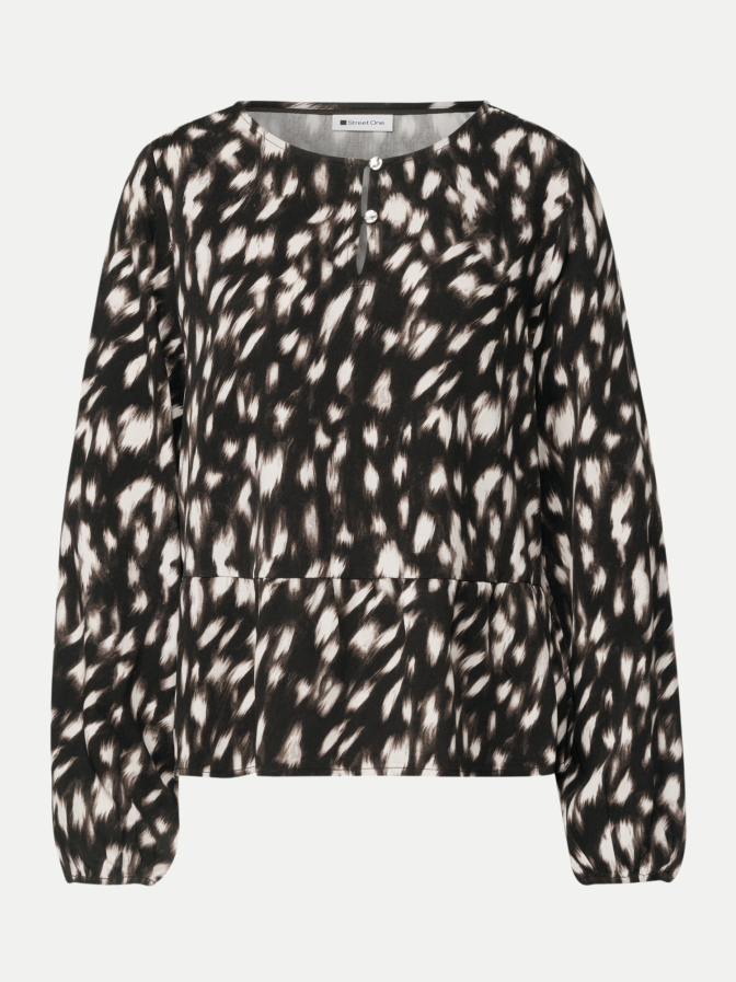 Street One Langarm Bluse mit Schößchen und Rehprint bei Robert Ley