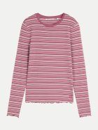 Tom Tailor Denim Basic Langarmshirt 40616-berry white irregular stripe bei Robert Ley
