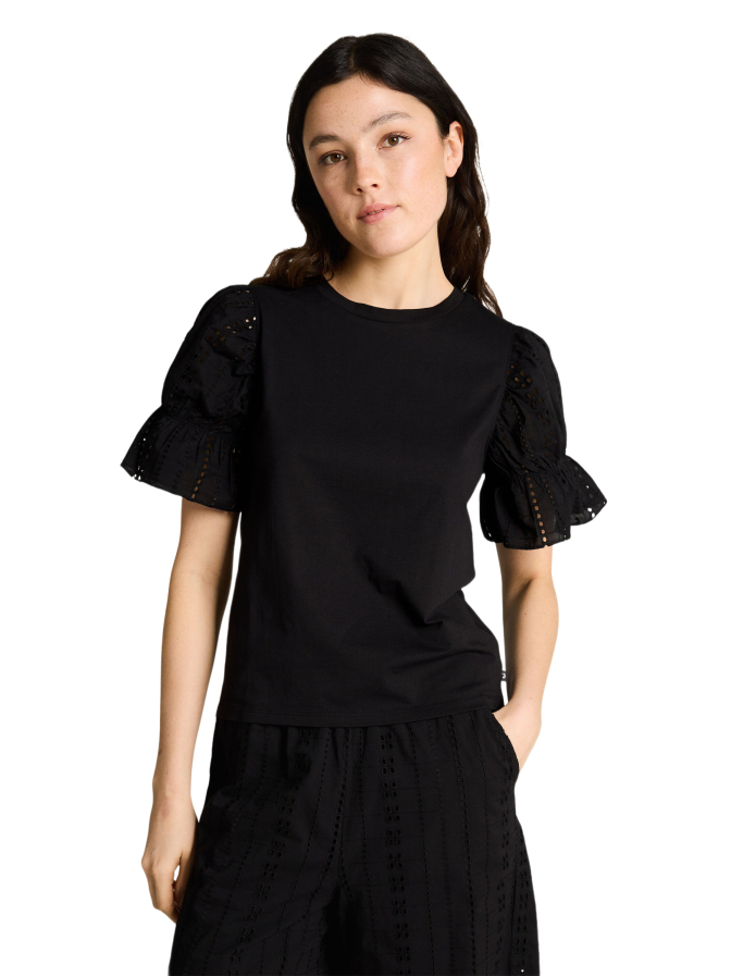 Tom Tailor Denim Loose Fit T-Shirt mit Lochstickereien bei Robert Ley
