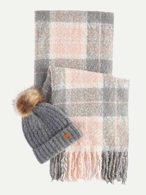 Barbour Geschenkset Beanie Saltburn & Schal Tartan bei Robert Ley