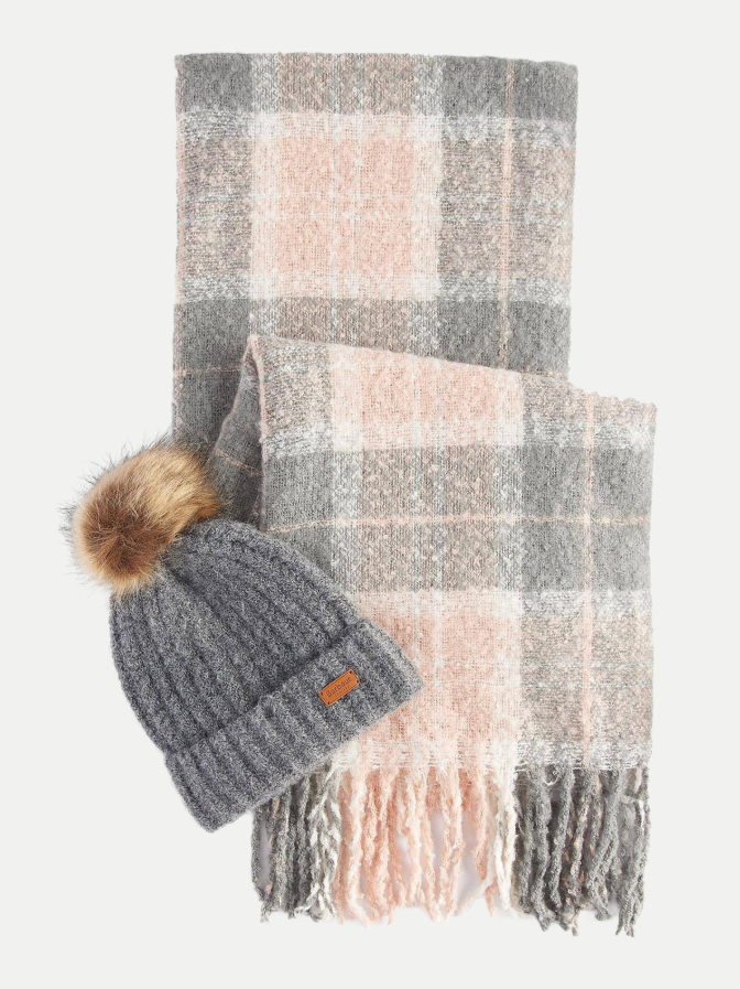 Barbour Geschenkset Beanie Saltburn & Schal Tartan bei Robert Ley