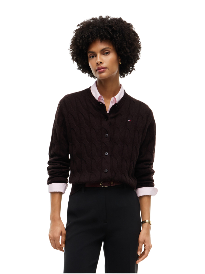 Tommy Hilfiger Slim-Fit Woll-Cardigan mit Zopfmuster bei Robert Ley