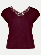 Zero Shirt mit V-Ausschnitt 4685-Dark Aubergine bei Robert Ley