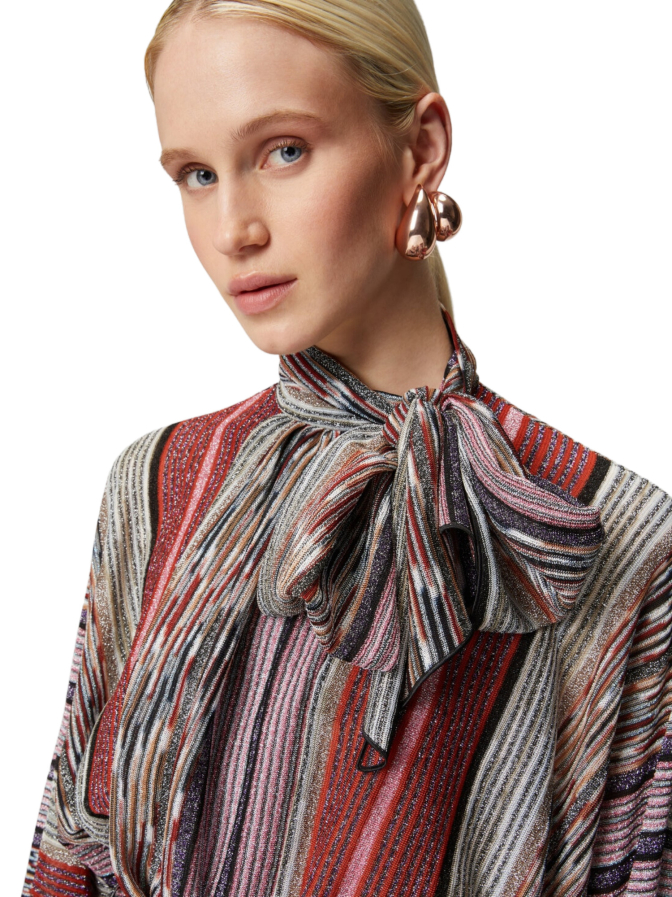 MISSONI Lamé-Viskosebluse mit Schalkragen bei Robert Ley