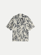 Tom Tailor Denim Resort Hemd 40507-white black watery leaf print bei Robert Ley