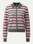 Q/S designed by Strickjacke mit Polo-Kragen 98G0-GREY/BLACK bei Robert Ley