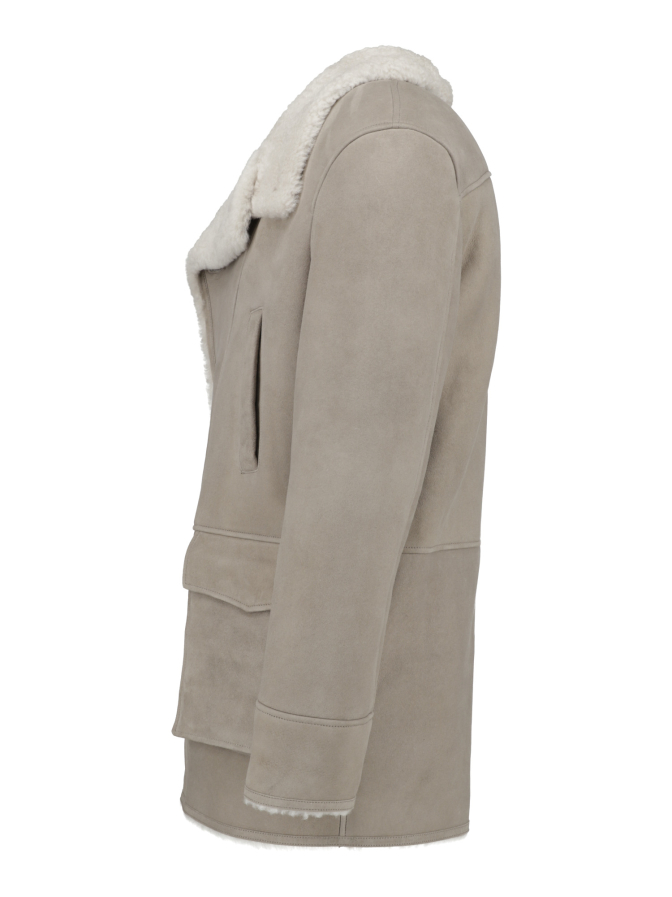 Manzoni 24 2-reihiger Ledermantel mit Lammfell bei Robert Ley