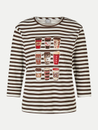 Rabe Moden Streifenshirt mit Print 7694-MOKKA bei Robert Ley