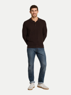 Tom Tailor Casual Langarm Strick-Poloshirt 40781-dark chocolate brown melange bei Robert Ley