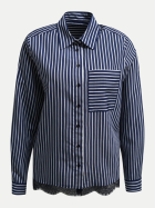 Milano Italy Hemdbluse mit Streifenmuster 1605-NAVY PRINT bei Robert Ley