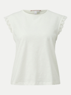 Q/S designed by T-Shirt mit Spitzendetails am Ärmel 0200-WHITE bei Robert Ley