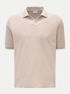 04651/ A trip in a bag Frottee Kurzarm-Poloshirt Terry Johnny beige bei Robert Ley
