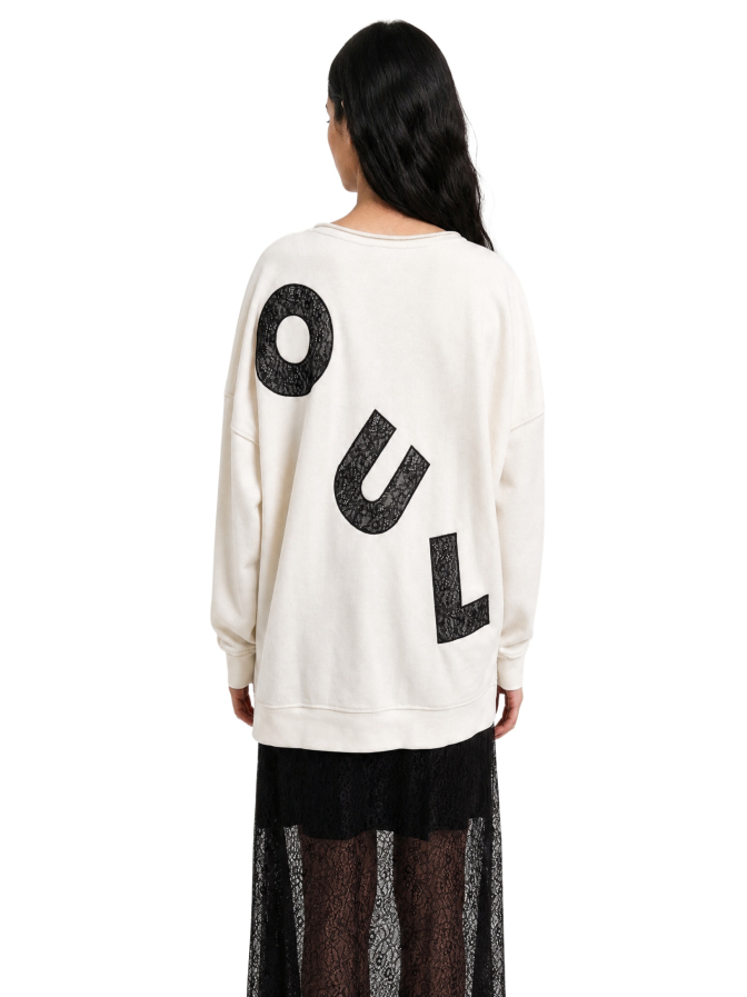 Smith & Soul Oversize Sweatshirt mit Schriftzug aus Spitze bei Robert Ley