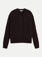 Tommy Hilfiger Slim-Fit Woll-Cardigan mit Zopfmuster HJT-BROWN bei Robert Ley