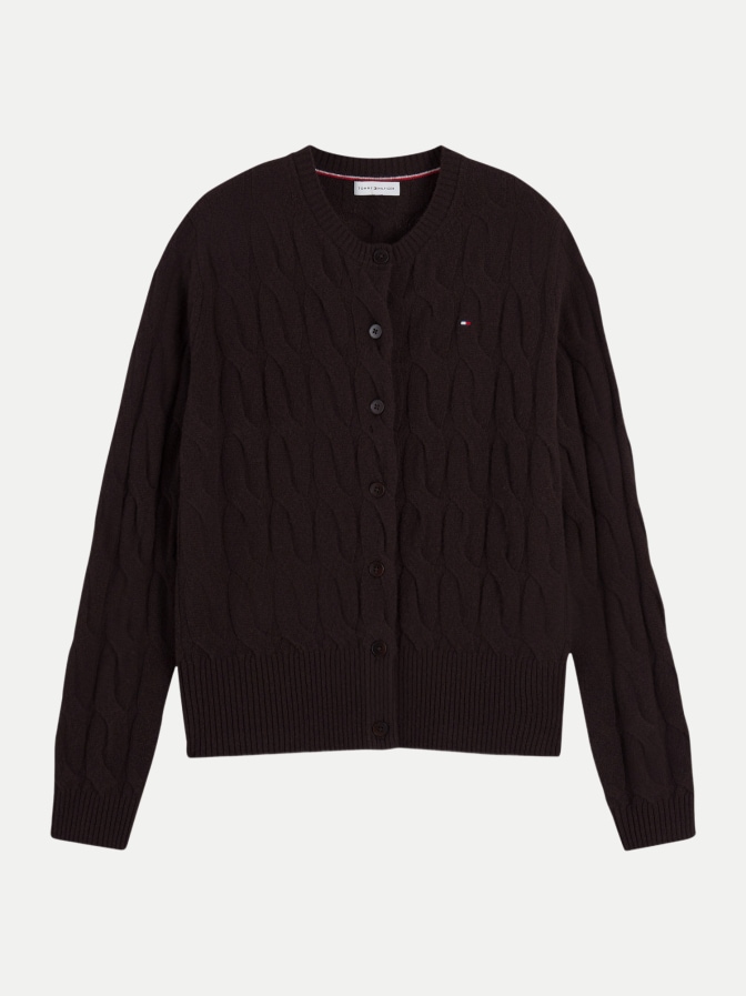 Tommy Hilfiger Slim-Fit Woll-Cardigan mit Zopfmuster bei Robert Ley