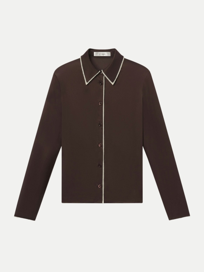 Frame Slim-Fit Seidenhemdbluse bei Robert Ley