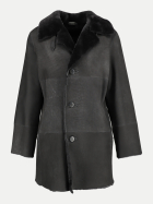 HiSO Ledermantel mit Lammfell suede_-vintage black bei Robert Ley