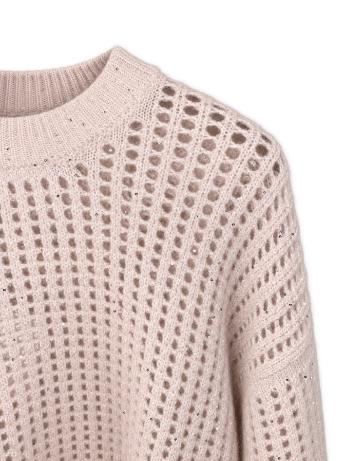 Peserico Lochstrickpullover mit Glitzersteinen bei Robert Ley