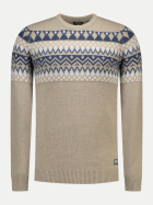 NZA New Zealand Auckland Pullover mit eingestricktem Motiv 1158-TAN SAND MELANGE bei Robert Ley