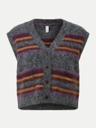 Q/S designed by Strickweste mit Streifen-Muster 98G0-GREY/BLACK bei Robert Ley
