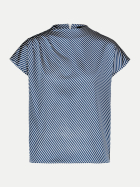 Zero Gestreifte Satinbluse mit Stehkragen 8812-Dark Blue/White bei Robert Ley