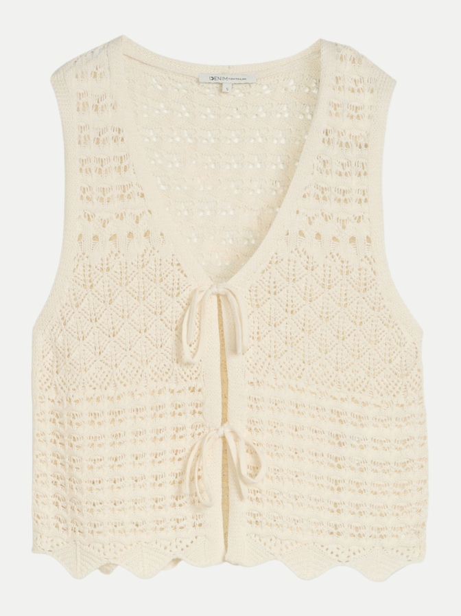 Tom Tailor Denim Gestrickte Weste mit Schleifen bei Robert Ley