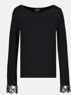 Monari Langarmshirt mit Spitzenborte 999-schwarz bei Robert Ley