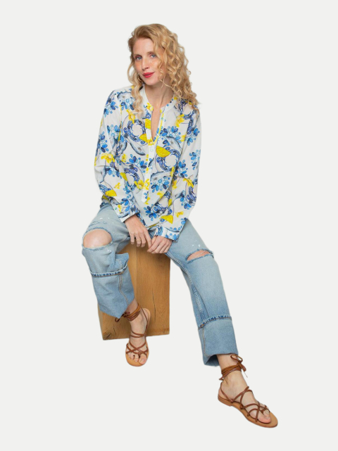 Emily Van Den Bergh Shirtbluse mit Zitronen-/Fischprint bei Robert Ley