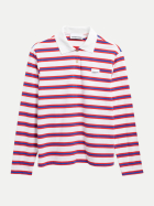 ARMEDANGELS Gestreiftes Pololangarmshirt 3544-light oatmilk-mars red-dynamo blue bei Robert Ley