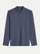 Marc O'Polo Langarm-Poloshirt aus Baumwoll-Leinen-Mix 0363-Faded Blue bei Robert Ley