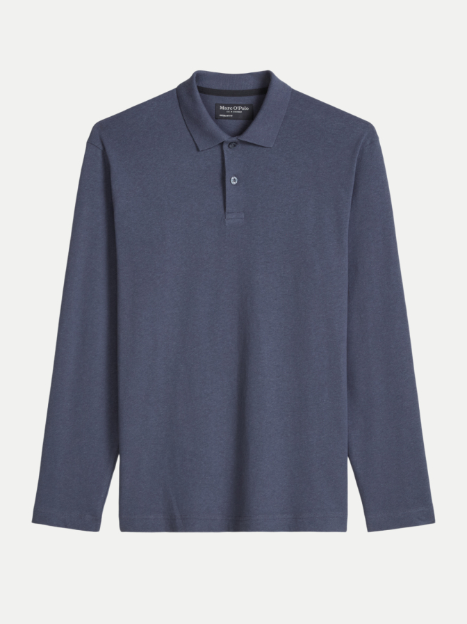 Marc O'Polo Langarm-Poloshirt aus Baumwoll-Leinen-Mix bei Robert Ley