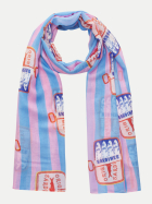 Codello Gestreifter Schal mit Sardinen-Print BLU2-blau bei Robert Ley