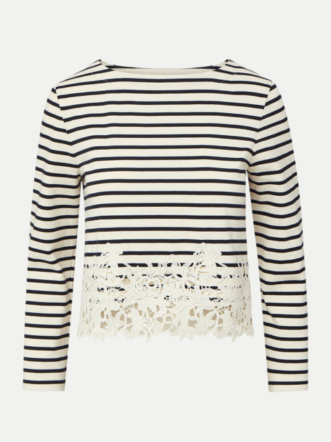 Veronica Beard Gestreiftes T-Shirt mit Spitze bei Robert Ley