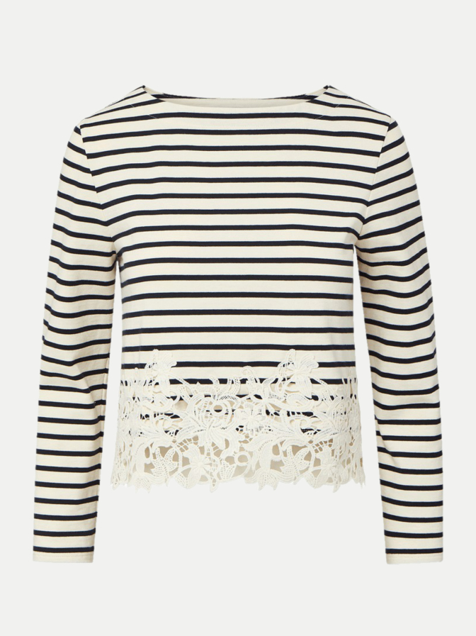 Veronica Beard Gestreiftes T-Shirt mit Spitze bei Robert Ley