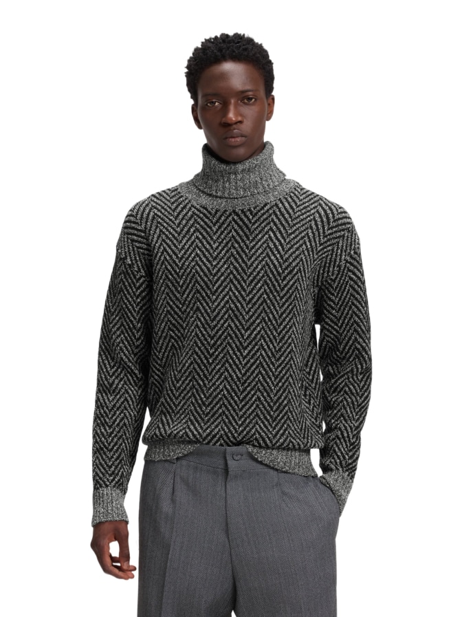 HUGO Rollkragenpullover mit Fischgrätmuster Sherborne bei Robert Ley