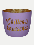 Giftcompany Windlicht Madras mit Motiv H: 8,5cm lila/gold Chillen&knutschen bei Robert Ley