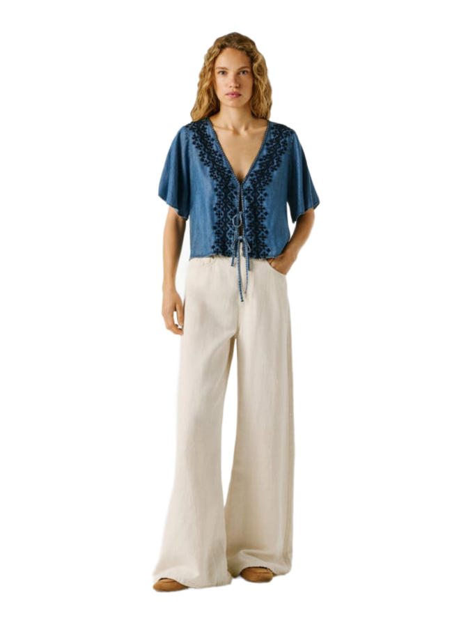 Pepe Jeans Bluse mit V-Ausschnitt bei Robert Ley