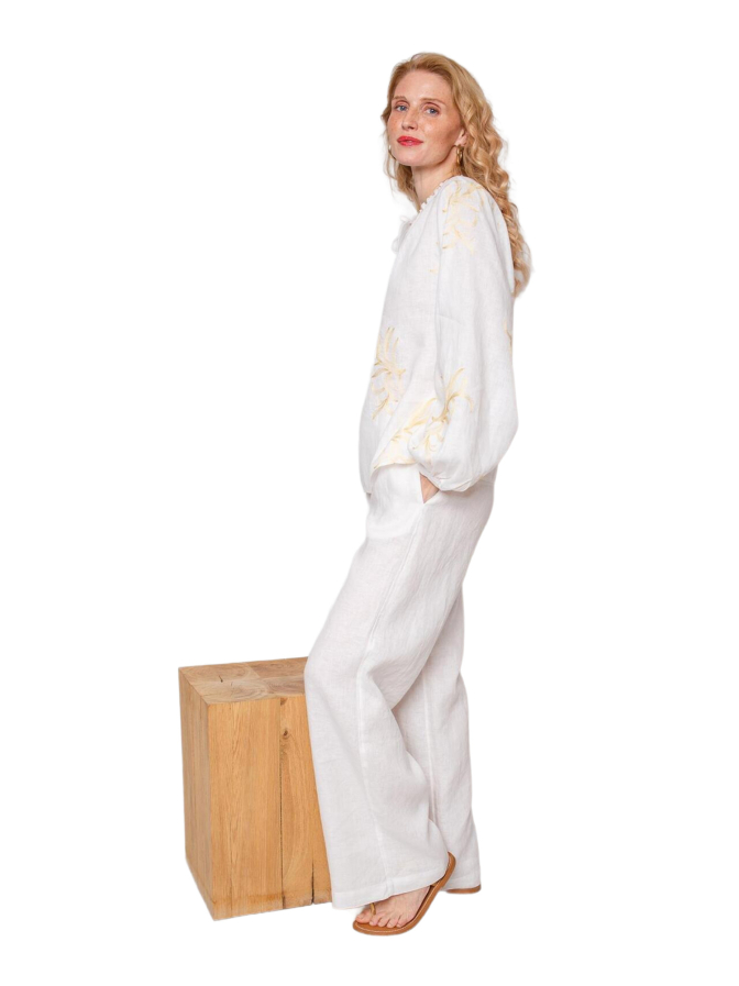 Emily Van Den Bergh Bluse mit Allover Blätterstickerei bei Robert Ley