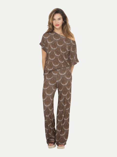 Marivie Wide-Leg Hose mit Allover-Print bei Robert Ley