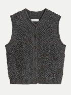 Marc O'Polo DENIM Ärmelloser Bubble-Bouclé-Cardigan Regular aus Baumwolle-Schurwolle-Viskose-Mix 0472-Dark Shadow Melange bei Robert Ley