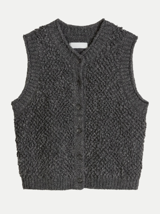Marc O'Polo DENIM Ärmelloser Bubble-Bouclé-Cardigan Regular aus Baumwolle-Schurwolle-Viskose-Mix bei Robert Ley