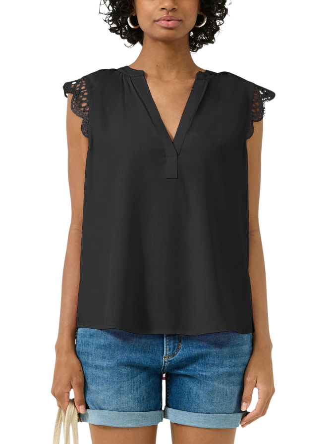 Q/S designed by Ärmellose Bluse mit Spitzendetails bei Robert Ley