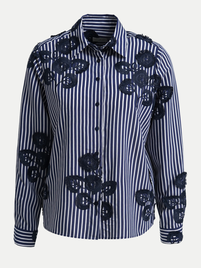Milano Italy Hemdbluse mit Blumen-Bestickung bei Robert Ley