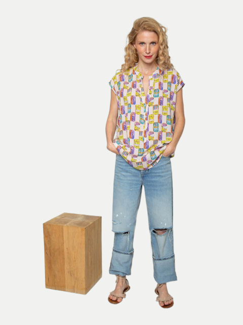 Emily Van Den Bergh Bluse mit Sardinenbüchsen Print bei Robert Ley