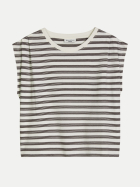 Marc O'Polo DENIM T-Shirt Gestreift und Faltendetails 1263-Offwhite_Multi_07 bei Robert Ley