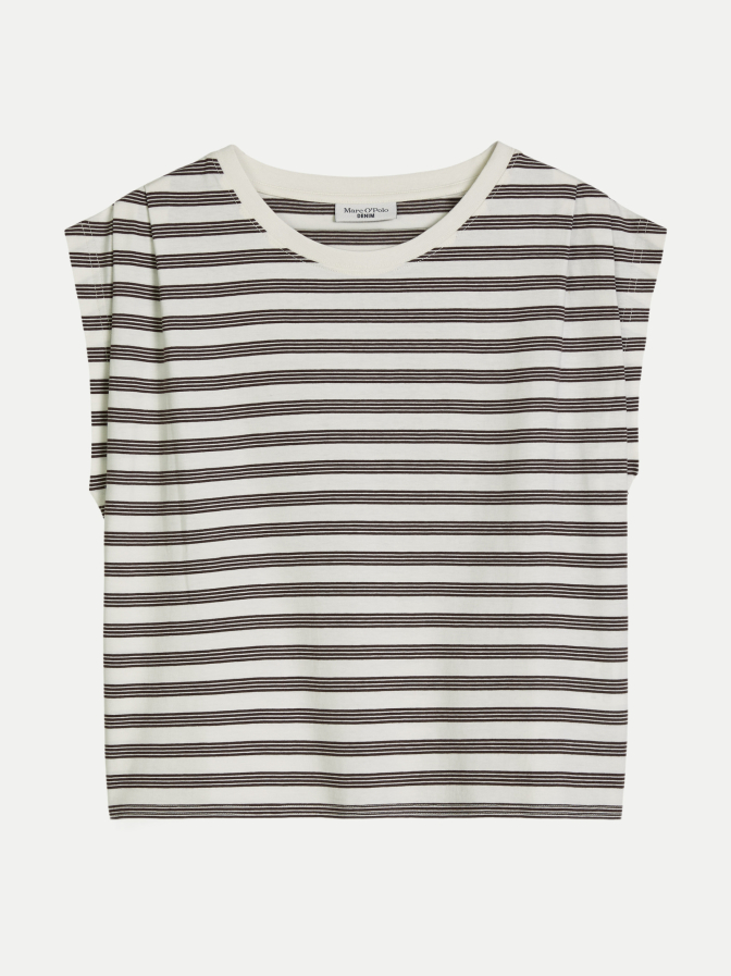 Marc O'Polo DENIM T-Shirt Gestreift und Faltendetails bei Robert Ley