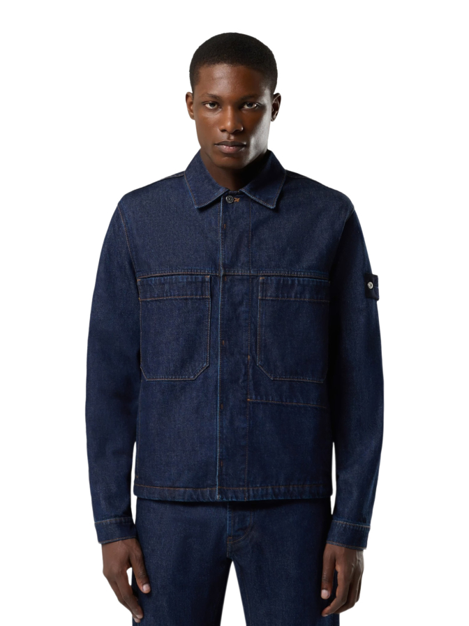 Stone Island Denim Biker-Jacke mit Knopfverschluss bei Robert Ley