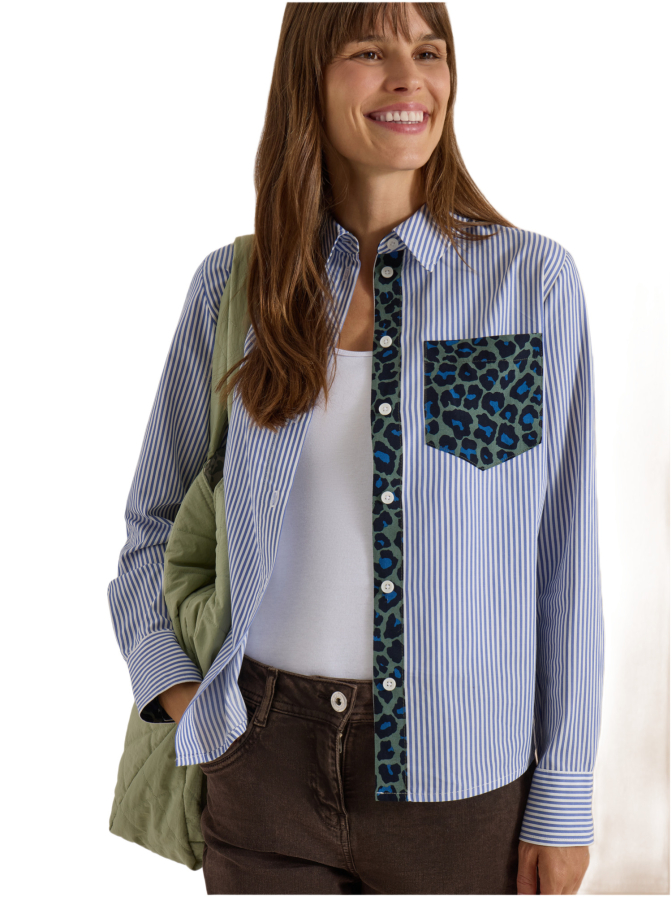 Cecil Gestreifte Bluse mit Leo-Brusttasche bei Robert Ley