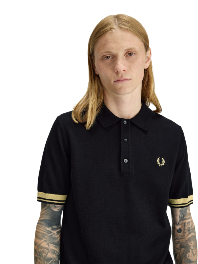 FRED PERRY Strick-Polo mit Kontrast-Bündchen bei Robert Ley