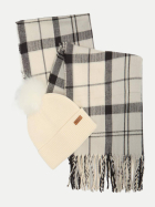 Barbour Geschenkset Mütze Dover und Schal Hailes GY31 monochrome tartan bei Robert Ley